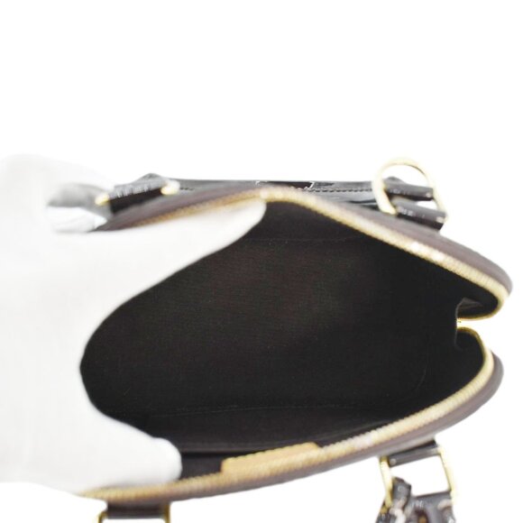 Louis Vuitton  Alma BB Monogram Vernis Satchel Bag Dark Burgundy - Picture 10 of 13